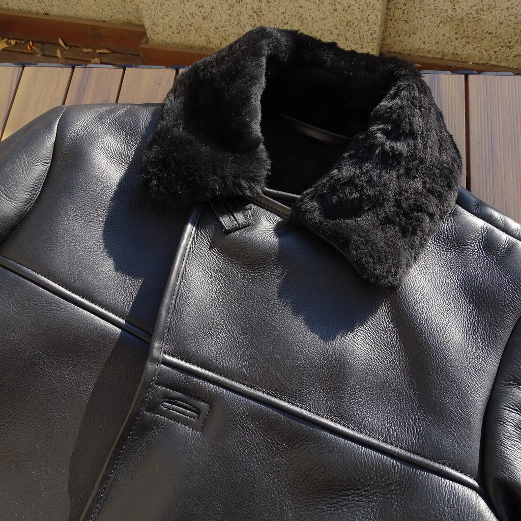 Light Brown Winter Shearling Jacket Men Casual Style Plus Size 4XL Genuine Natural Thick Sheepskin Warm Single Breasted Coat