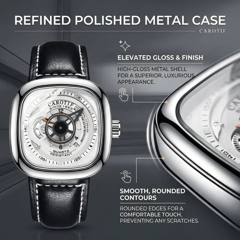 1 piece square case black leather strap ins style niche design personalized dial trendy versatile men's