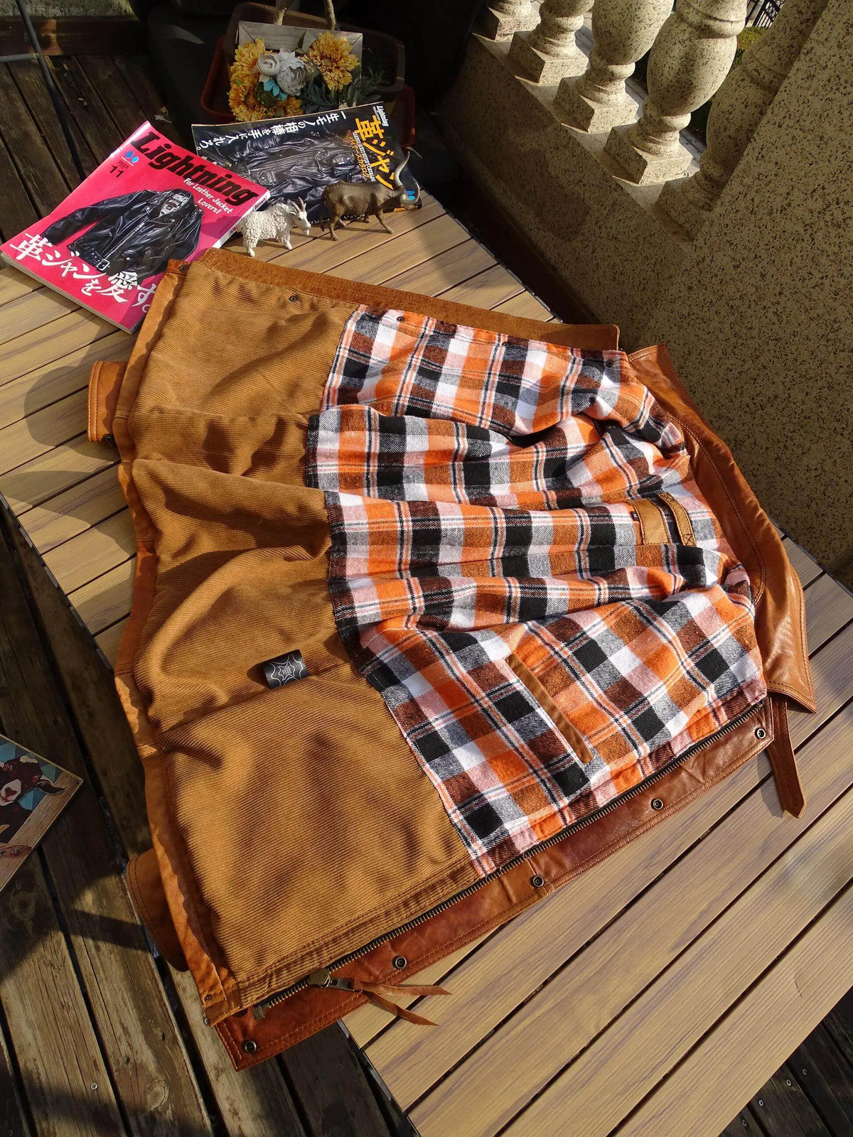 Orange Autumn Leather Jacket Men Safari Style Plus Size 3XL Genuine Natural Sheepskin Stand Collar Retro Vintage M65 Coat