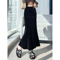 Elegant Long Velvet Skirt Women's High Waist Slim Fit Fish Tail Hem Draping Slimming Full Length Half Body Skirt