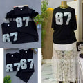 Loose Fit Embroidered Cotton T-Shirt Women's Shoulder Width round Neck Print Short Sleeve Cross-Border Half Sleeve Street Style