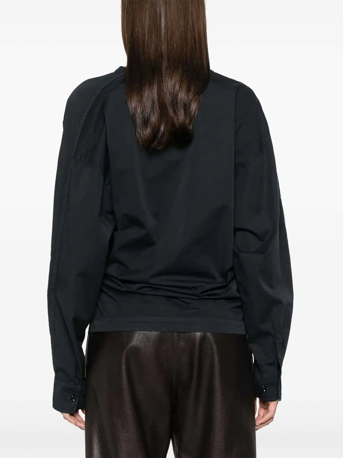 Asymmetric Button Side Split Long Sleeve Women's Shirt Le Home New Color Design Casual Commute Style Cotton British Style