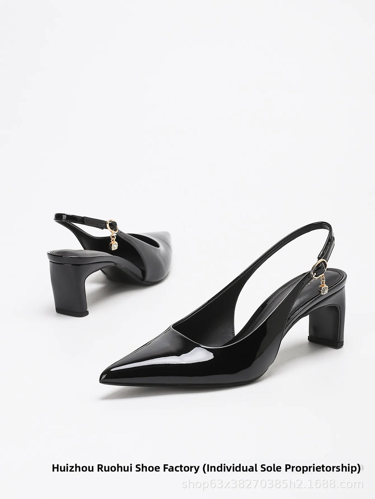 Elegant Pointed Toe Low Heel Chunky Heel Women's Sandals Fashionable New Arrival Simple Stylish Open Toe Pumps PU Lined