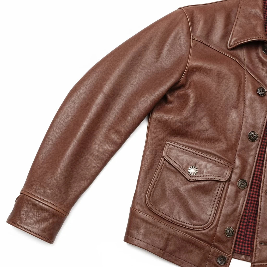 Genuine Natural Sheepskin Turn-Down Collar Single Breasted Coat Red Brown Spring Leather Jacket Men Retro Style Plus Size 4XL