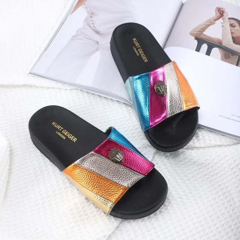 Colorful Eagle Head Slippers Large Size Thick Bottom Beach Women's Sandals Comfortable Breathable Summer Slip-On Shoes