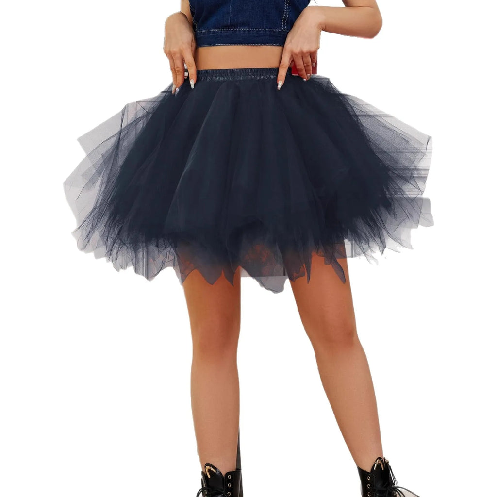 Black French Style Puffy Skirt Fashionable Dance Activity Practice Skirt Polyester Fabric A-Line Long Skirt Sweet Style