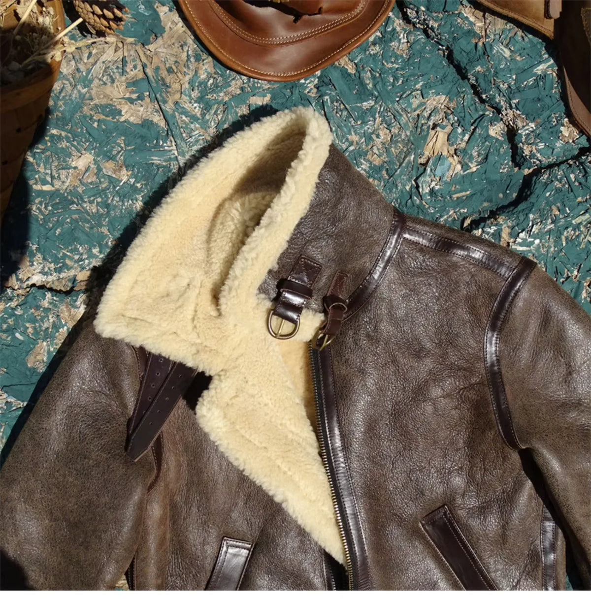 Dark Brown Winter Shearling Jacket Men Retro Style Plus Size 5XL Genuine Natural Thick Sheepskin B6 Bomber Flight Coat