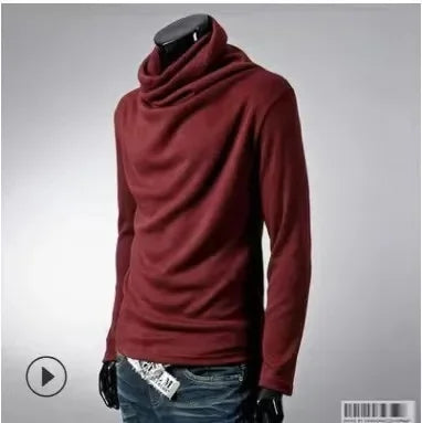Fashionable Long Sleeve Men's T-Shirt Slim Fit Base Layer Shirt Trendy Collared Top for Casual Occasions Winter Wear