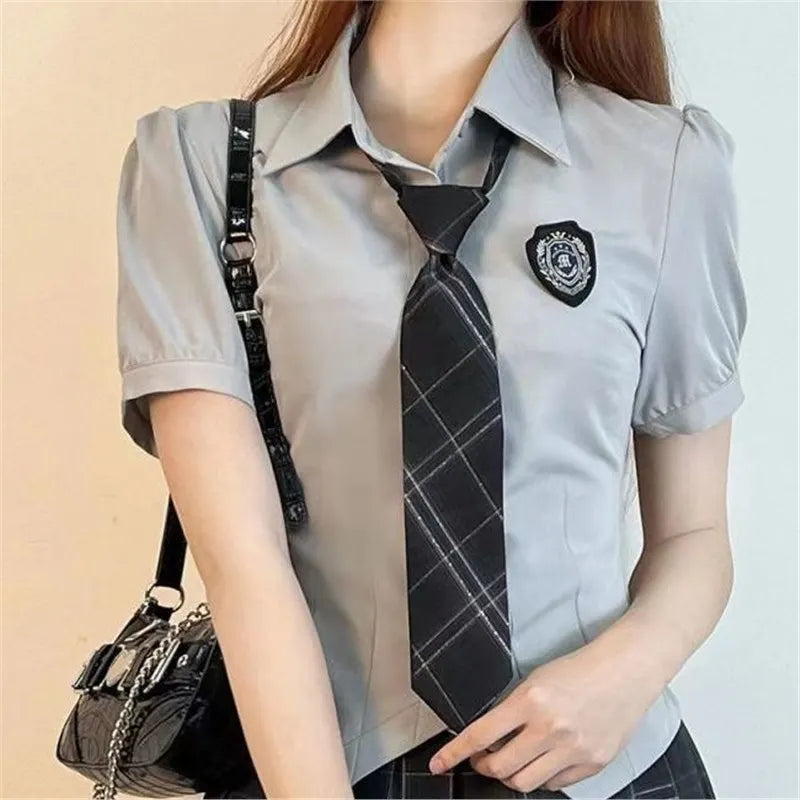 American Style Uniform Short Sleeve Women's School Uniform Set Waist-Cinching Jk Outfit Mini Skirt Sweet Fresh Princess Sleeve