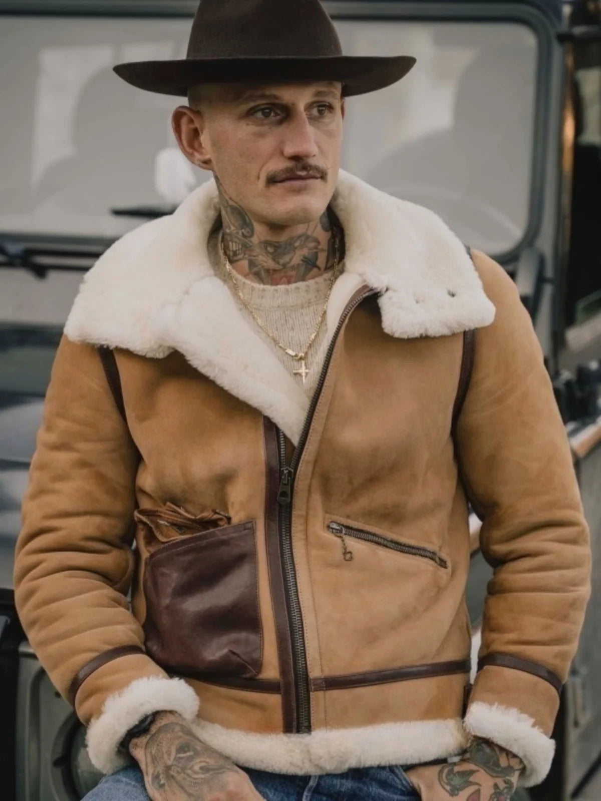 Light Brown Winter Shearling Jacket Men Retro Style Plus Size 4XL Genuine Natural Thick Sheepskin Warm Leather Coat