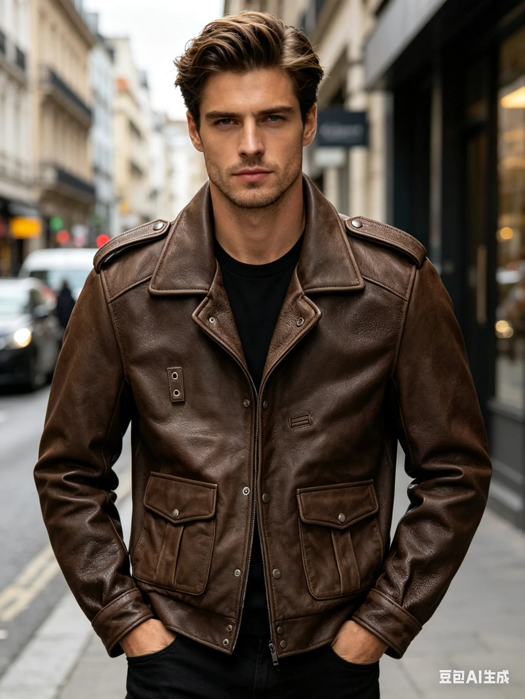 Genuine Natural Thick Cowhide California Mounted Police Coat Dark Brown Winter Leather Jacket Men Retro Style Plus Size 5XL