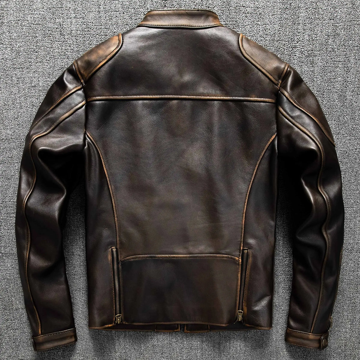 Dark Brown Autumn Leather Jacket Men Retro Style Plus Size 6XL Genuine Natural Cowhide Stand Collar J100 Motorcycle Sports Coat