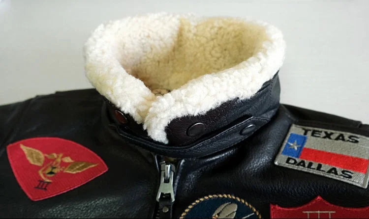 Black Autumn Leather Jacket Women Retro Style Plus Size 3XL Genuine Natural Cowhide Turn-Down Collar Military G1 Flight Coat
