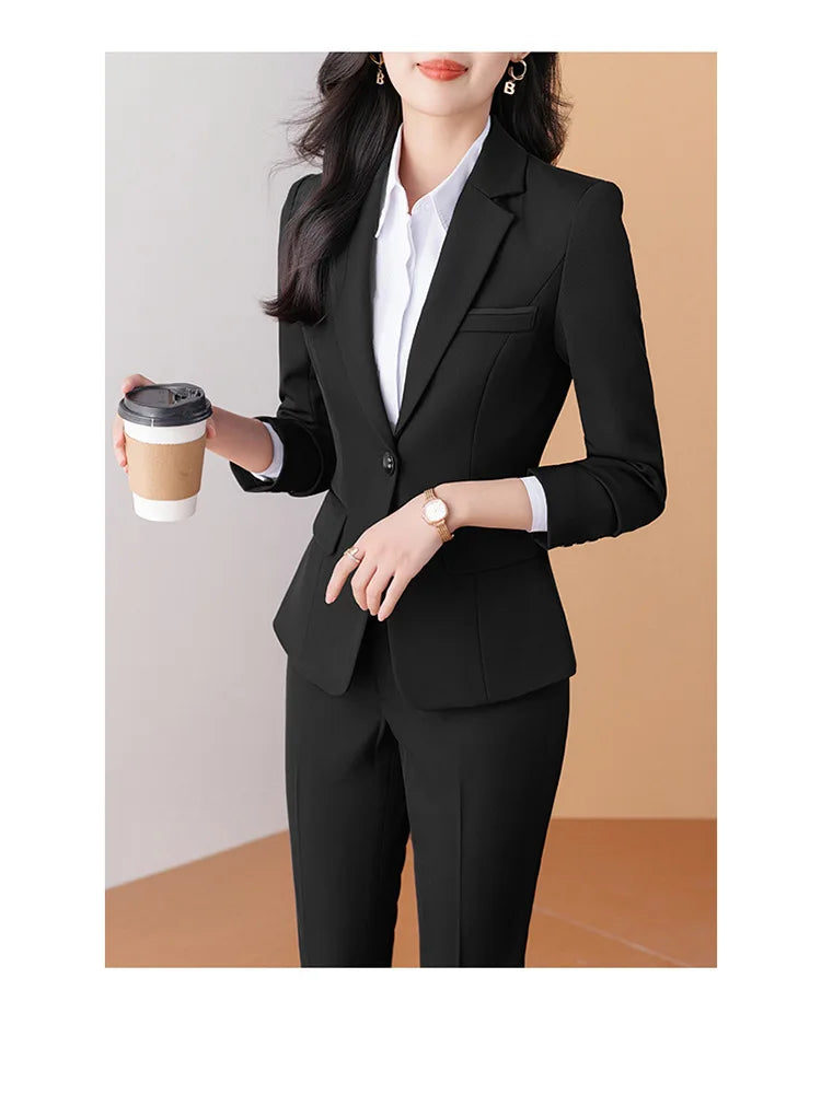 Business Formal Suit Set for Women College Students Job Interview Workwear Small Size Female Jacket Professional Top