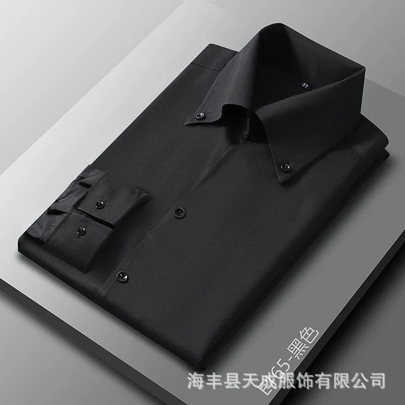 Men's Long Sleeve Business Shirt Fall Fashion French Style Big Collar Slim Fit Empire Collar Iron Free Breathable Machine Was...