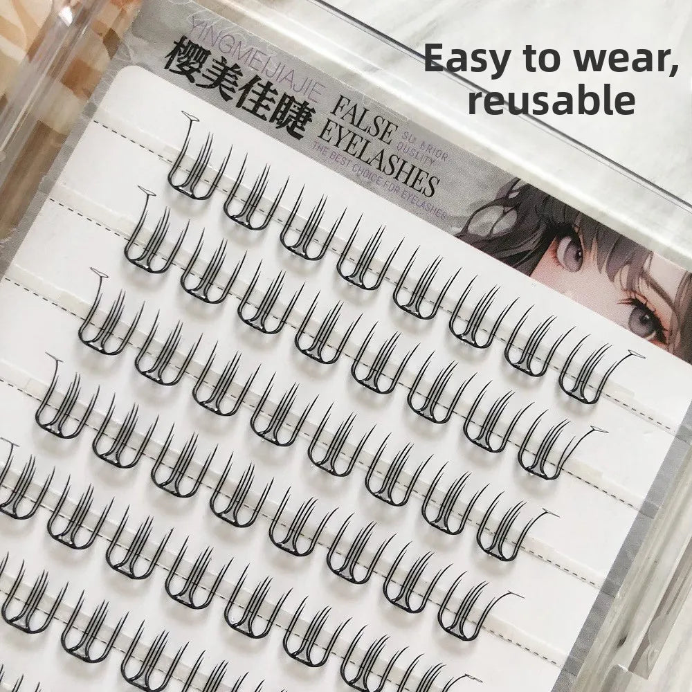 Korean Style U-Shaped Fake Eyelashes Heart Tail End Girls Group Soft Age-Reducing Natural Looking Fiber Material for Ordinary...