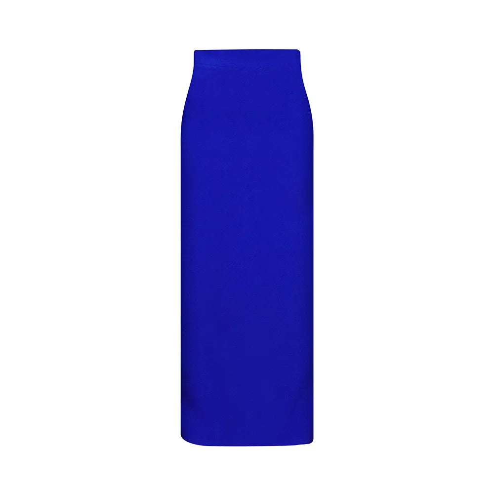 Elegant High Waist Midi Skirt African Fashion Women's New 2025 Pure Color Polyester Blend Skirt for Business And Leisure