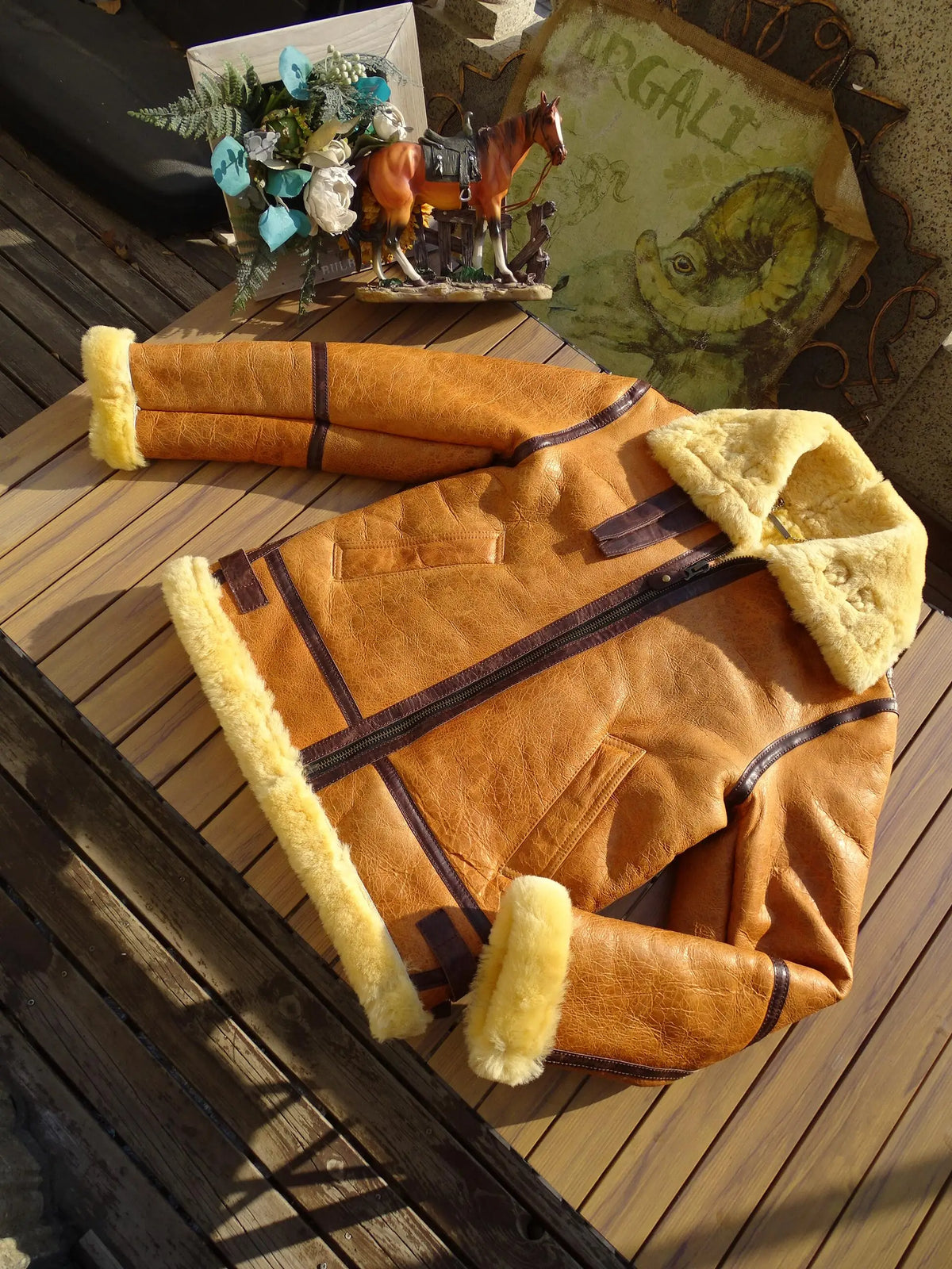 Orange Winter Shearling Jacket Men Vintage Style Plus Size 5XL Genuine Natural Sheepskin Thick Warm Bomber Military Flight Coat