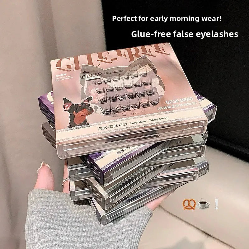 Natural Looking Lightweight Thin Glue-Free Fake Eyelashes Gege Bear Artificial Fiber Easy to Handle Bear Mascara Extensions