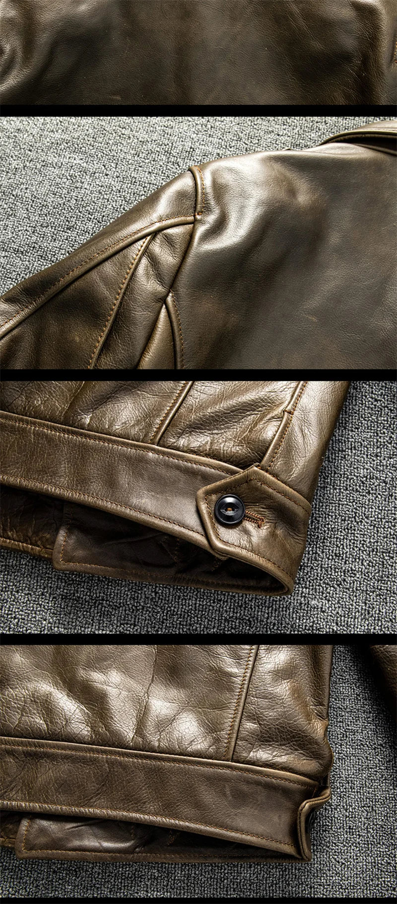 Light Green Autumn Leather Jacket Men Vintage Style Plus Size 4XL Genuine Natural Thick Cowhide Turn-Down Collar P37 Pilot Coat