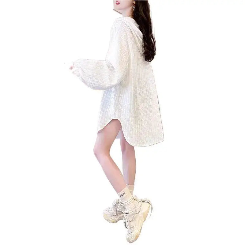 plus Size 300 Pounds Fat Hooded Thin Jacket Spring Autumn New Korean Loose Versatile Casual Outerwear Open Cardigan Top
