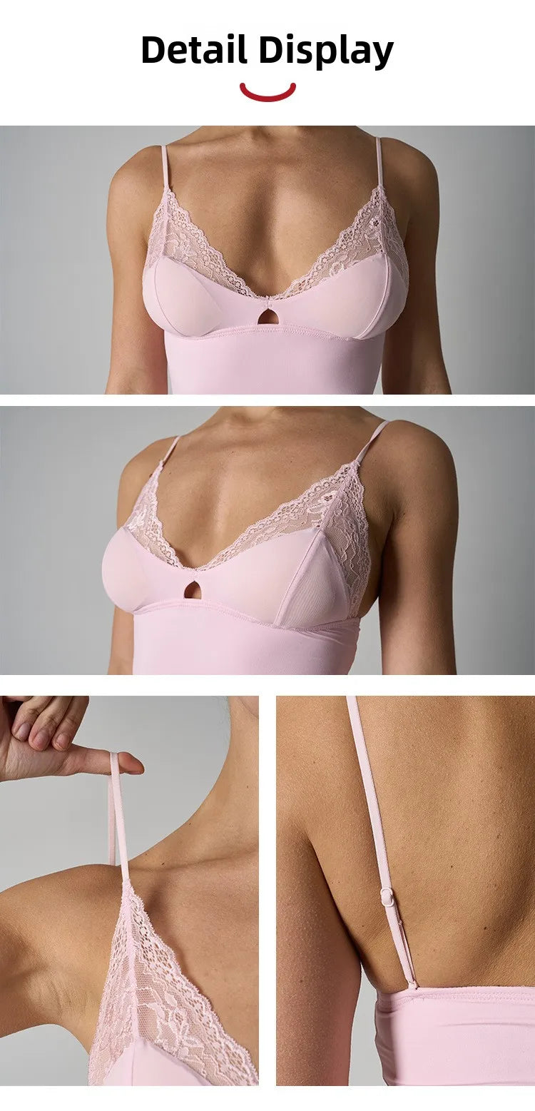 Adjustable Strap Lace Top Skin-friendly Ultra Elastic with Chest Pad Kardashian Style Streetwear Trend for Women in Spring