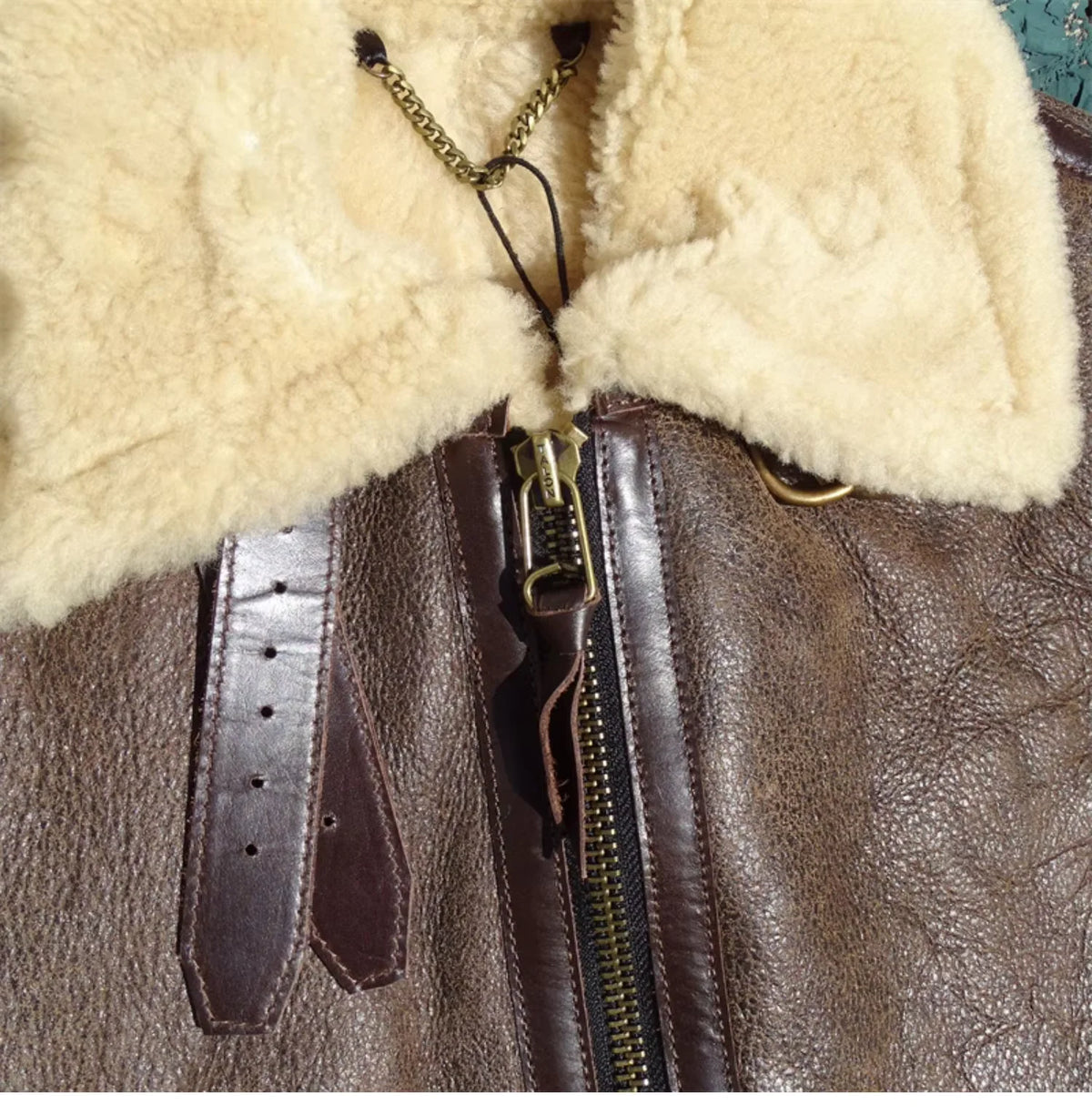 Dark Brown Winter Shearling Jacket Men Retro Style Plus Size 5XL Genuine Natural Thick Sheepskin B6 Bomber Flight Coat