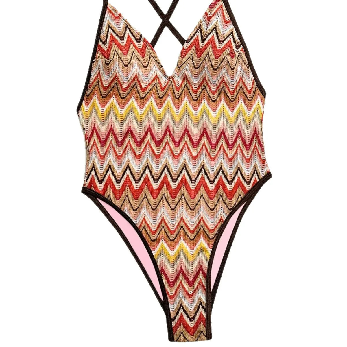 Sweet Fresh 2026 New Style Bikini One-Piece Swimsuit Sexy Wave Striped Fashionable Women's Swimwear Quick Dry Waterproof