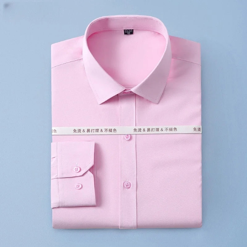 New Men Shirts Long Sleeve Dress Shirts For Men Slim Fit Camisa Social Business Blouse White Blue Office Shirt Male Clothing
