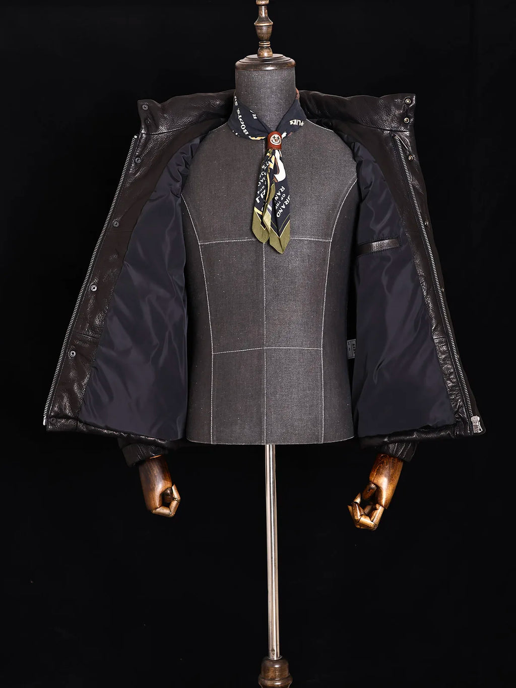 Black Winter Leather Jacket Men Retro Style Plus Size 5XL Genuine Natural Sheepskin Stand Collar Thick Warm Down Coat