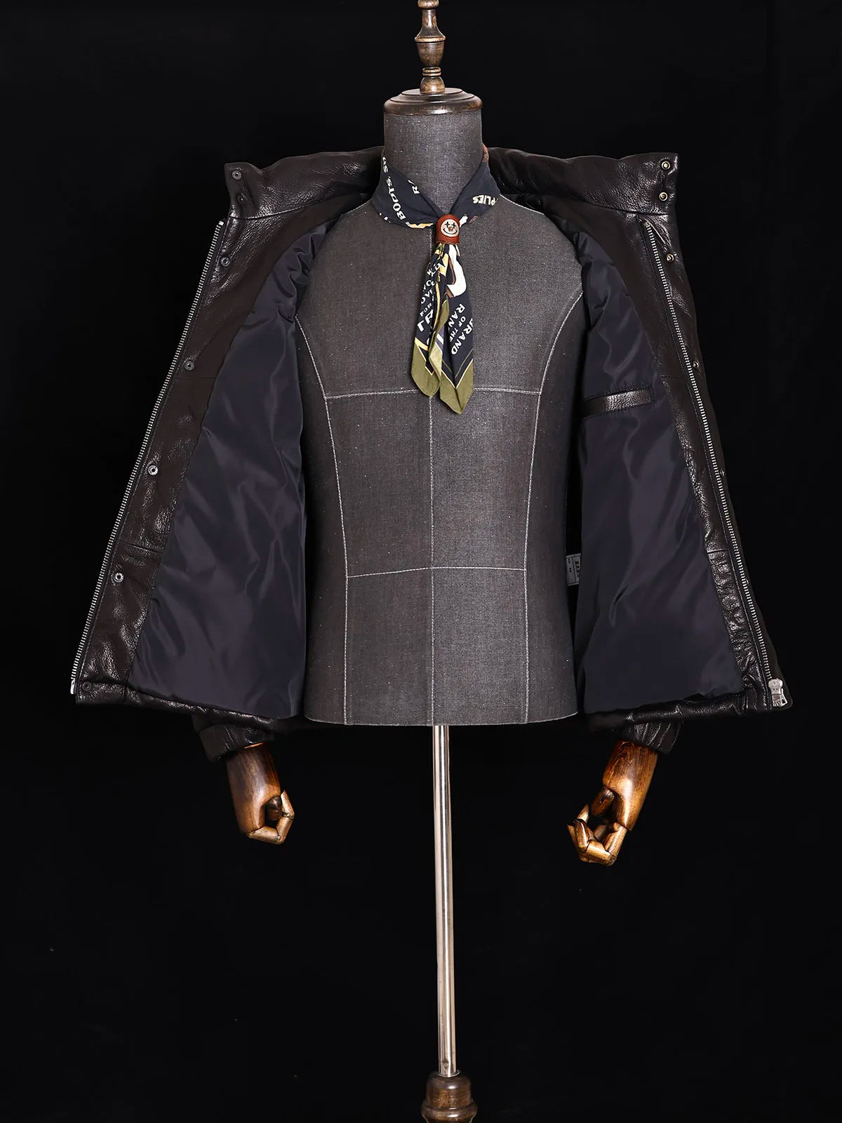 Black Winter Leather Jacket Men Retro Style Plus Size 5XL Genuine Natural Sheepskin Stand Collar Thick Warm Down Coat