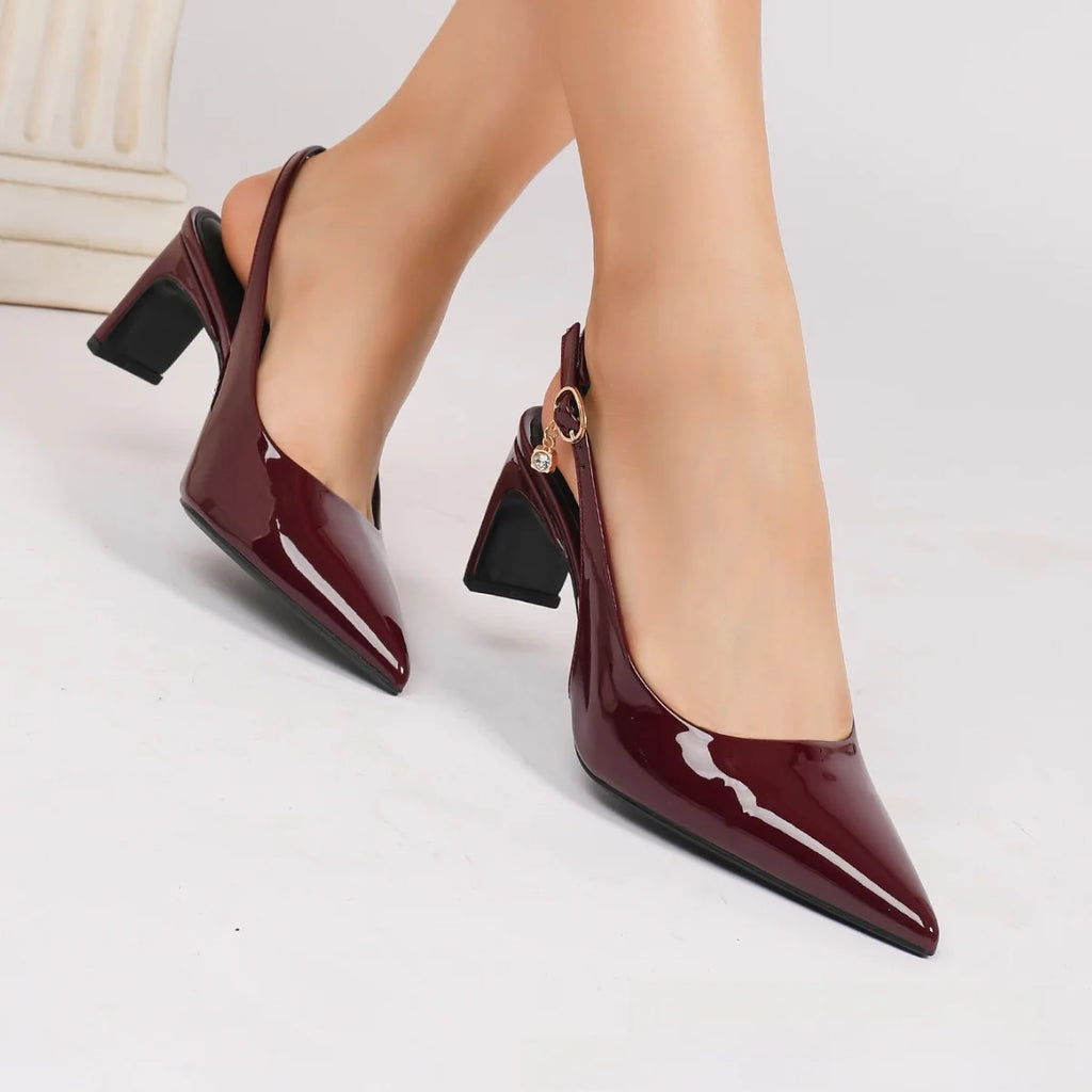 Elegant Pointed Toe Low Heel Chunky Heel Women's Sandals Fashionable New Arrival Simple Stylish Open Toe Pumps PU Lined