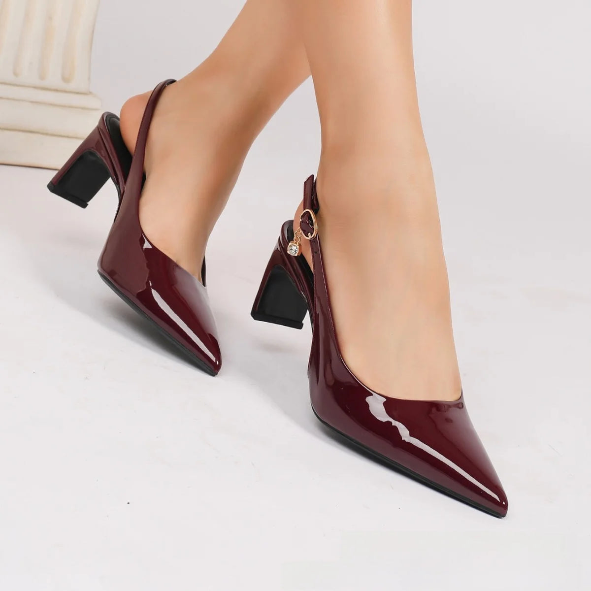 Elegant Pointed Toe Low Heel Chunky Heel Women's Sandals Fashionable New Arrival Simple Stylish Open Toe Pumps PU Lined