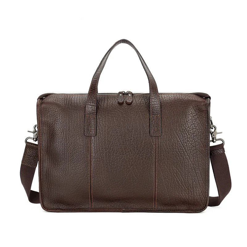 NZPJ Men's Handbag Genuine Leather Briefcase Top Layer Cowhide Shoulder Messenger Bag Fashion Laptop Bag for 15 Inch Laptop