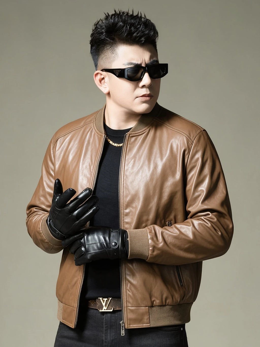 2026 Autumn New Men's Baseball Collar Biker Style Casual Leather Jacket High End Fashion Outerwear Slim Fit Long Sleeve Zipper