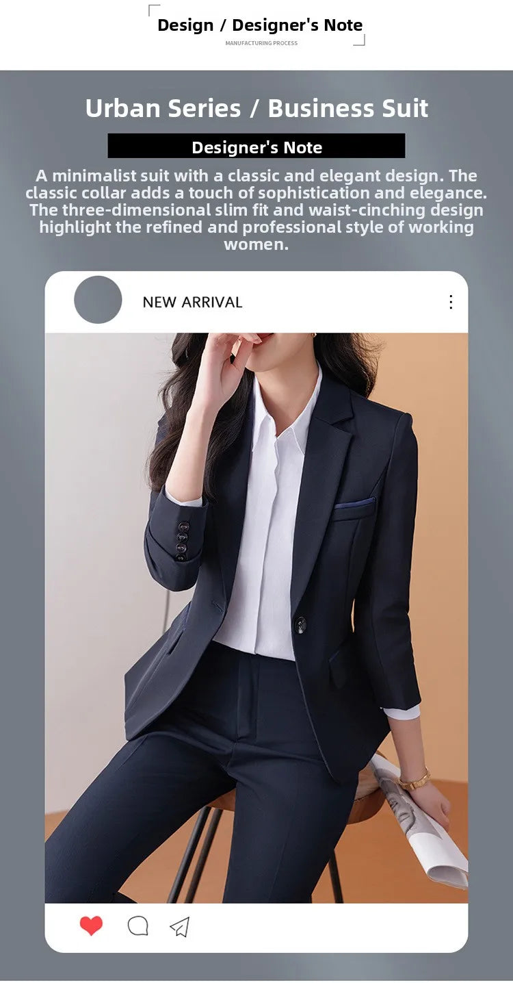 Business Formal Suit Set for Women College Students Job Interview Workwear Small Size Female Jacket Professional Top