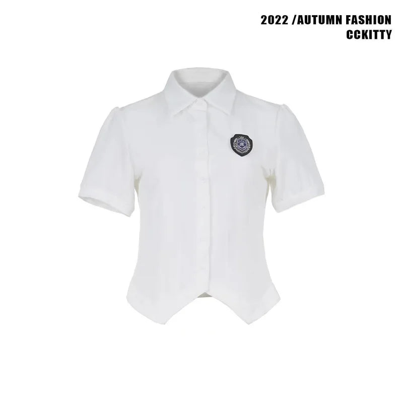 American Style Uniform Short Sleeve Women's School Uniform Set Waist-Cinching Jk Outfit Mini Skirt Sweet Fresh Princess Sleeve