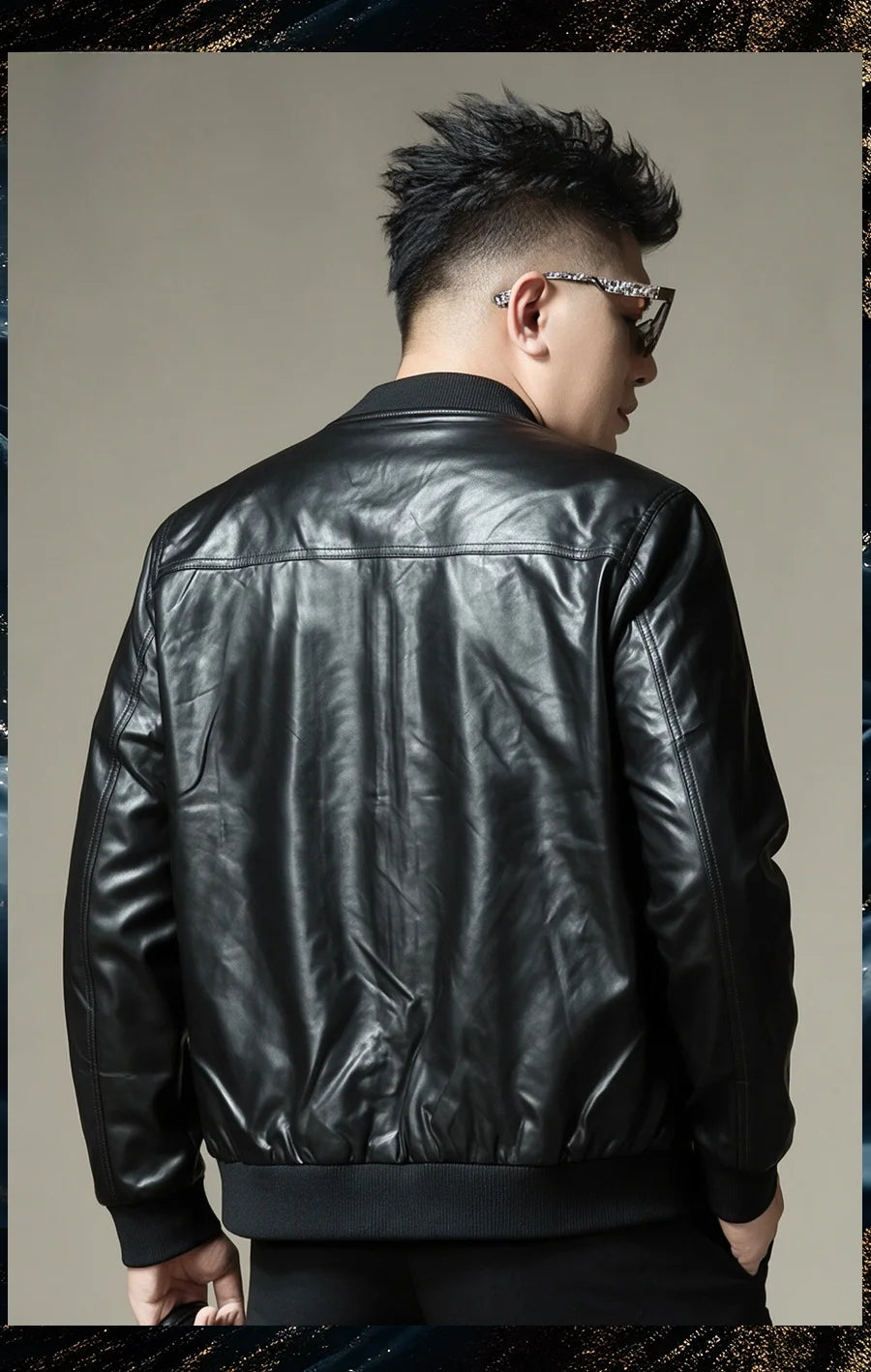 2026 Autumn New Men's Baseball Collar Biker Style Casual Leather Jacket High End Fashion Outerwear Slim Fit Long Sleeve Zipper