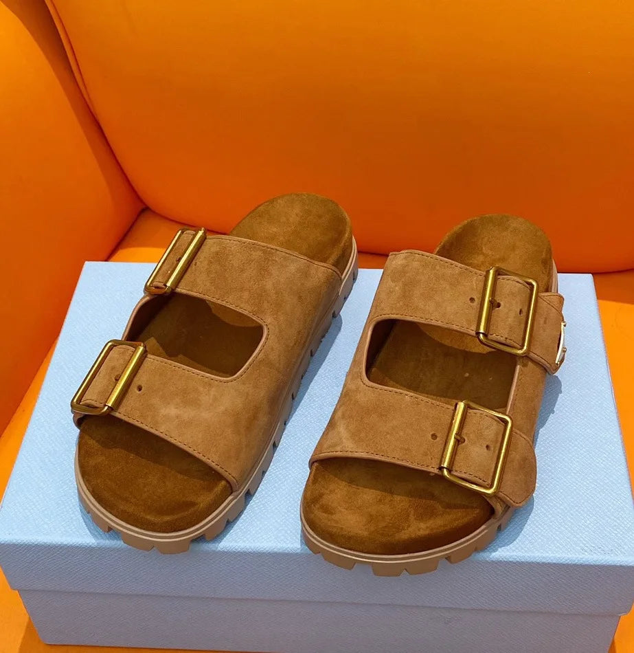 Roman Style Asymmetrical Bottom Sandals Genuine Leather Beach Slippers Women's Outdoor Wear Breathable Anti-slip Comfortable