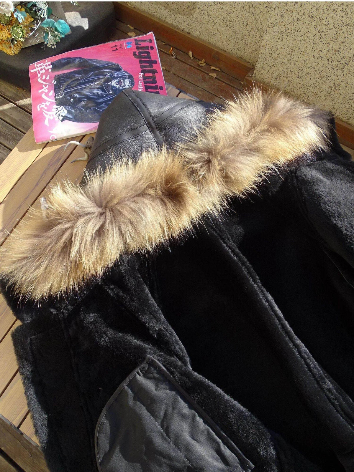 Black Winter Hooded Shearling Jacket Men Casual Style Plus Size 3XL Genuine Natural Thick Sheepskin Warm Single Breasted Coat