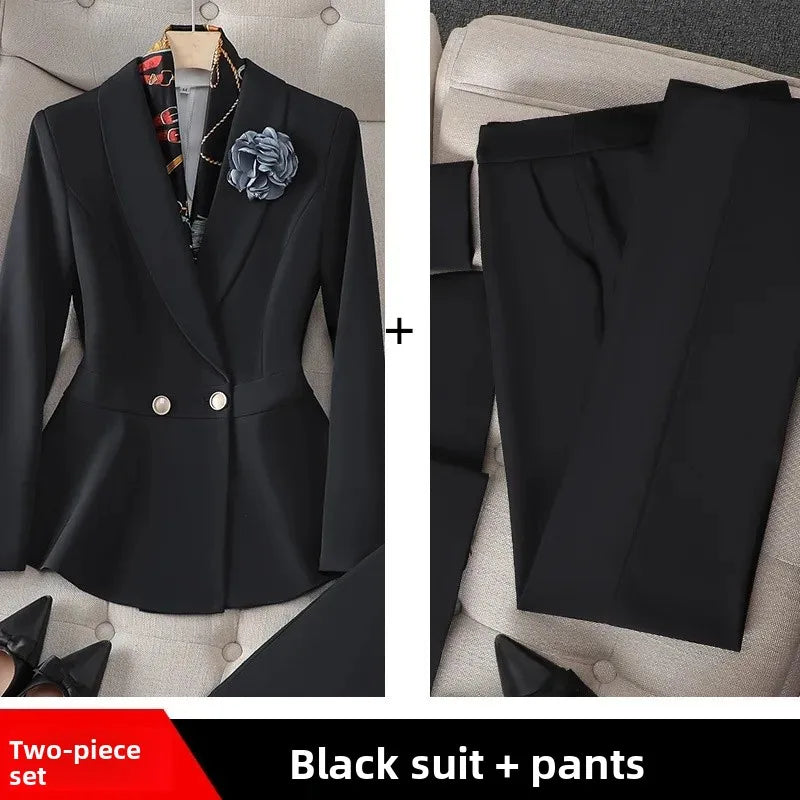 Professional Women's White Slim Fit Workwear Set Fashionable Commute Suit Knee-Length Polyester Fiber Midi Skirt