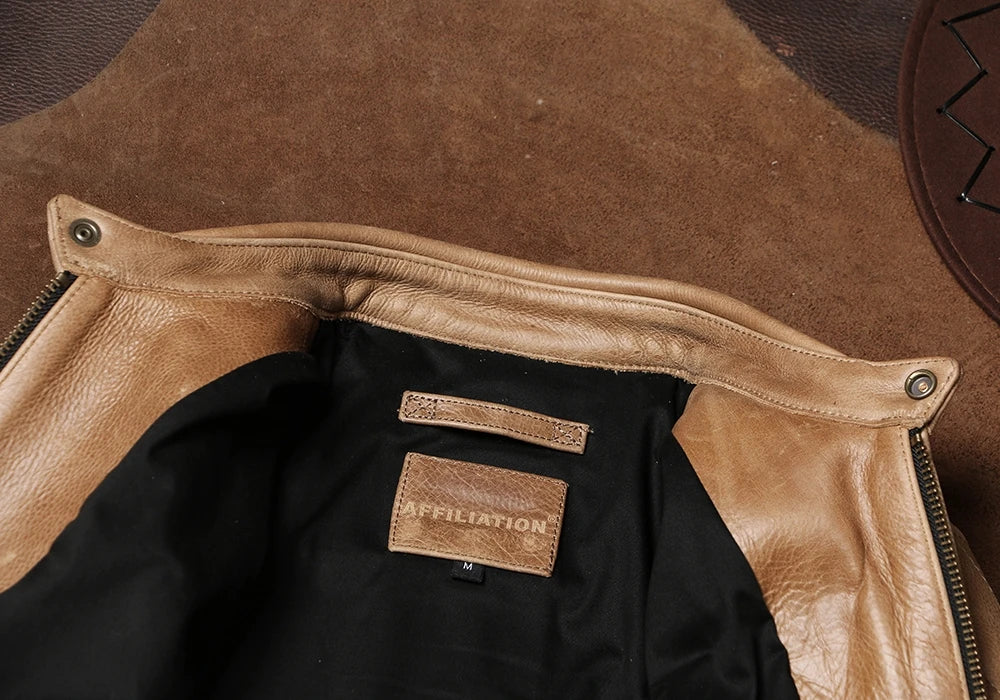 Light Brown Winter Leather Jacket Men Sprots Style Plus Size 5XL Genuine Natural Thick Cowhide Stand Collar Slim Leather Coat