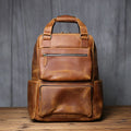 Retro Leather Men's Backpack Top Layer Leather Large Capacity Computer Backpack Crazy Horse Leather Leisure Travel  Men Bag NZPJ