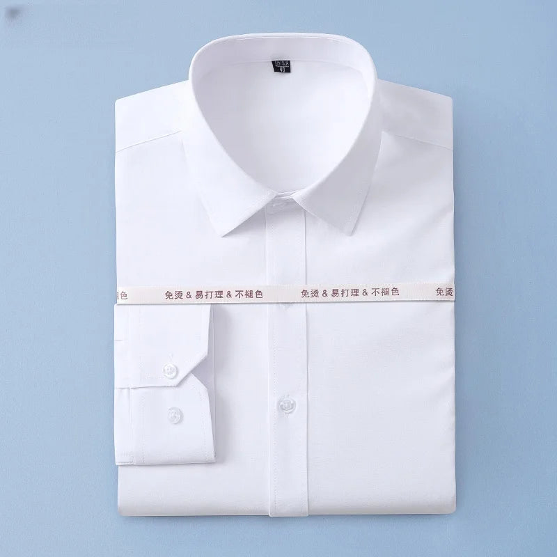 New Men Shirts Long Sleeve Dress Shirts For Men Slim Fit Camisa Social Business Blouse White Blue Office Shirt Male Clothing