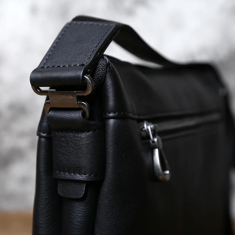 Fashion Men's Shoulder Bag Leather Casual Messenger Bag Top Layer Cowhide Horizontal Briefcase 10 Inch Ipad NZPJ