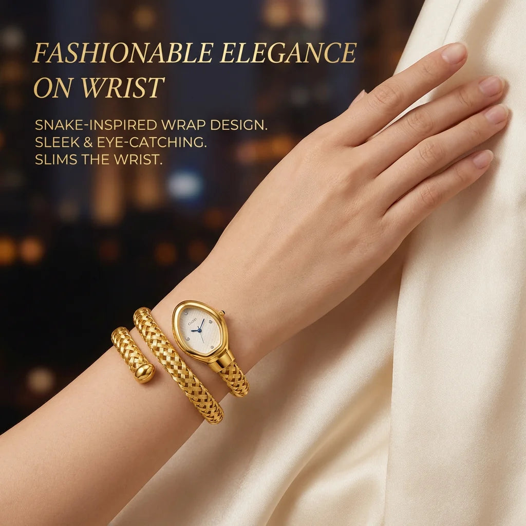 4pc Women's Gold Braided Metal Elegant Diamond Accent Sunglasses Perfume Quartzartz Watch Gift Box Set Daily Wear Valentine