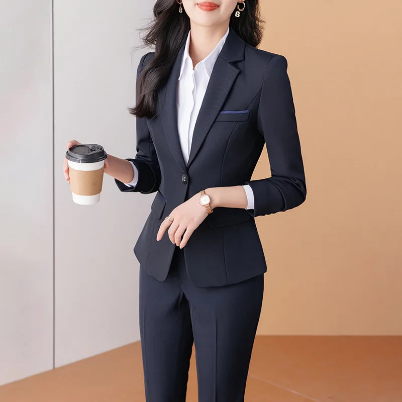 Business Formal Suit Set for Women College Students Job Interview Workwear Small Size Female Jacket Professional Top