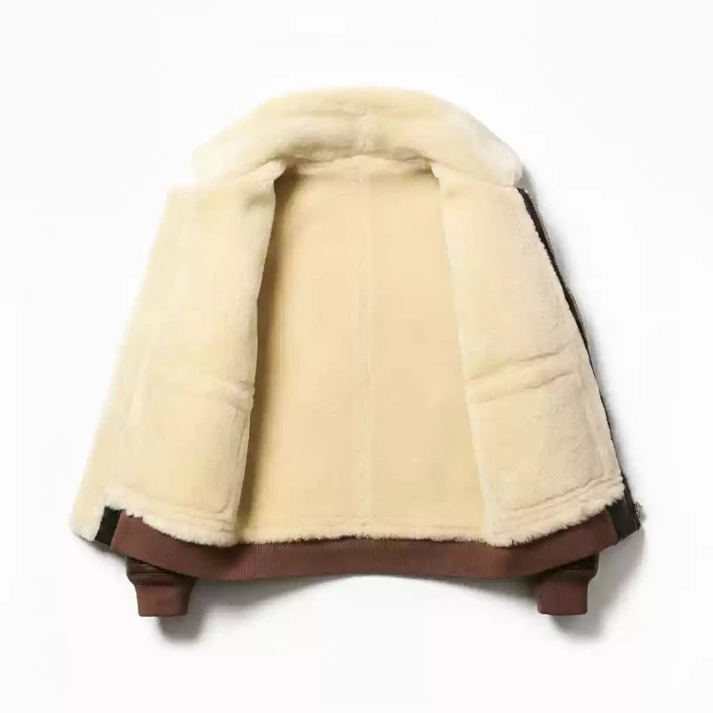 Black Winter Shearling Jacket Men Military Style Plus Size 4XL Genuine Natural Thick Sheepskin Turn-Down Collar A2 Flight Coat