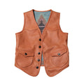Orange Autumn Leather Vest Men Retro Style Plus Size 5XL Genuine Natural Cowhide Short Single Breasted Sleeveless Spliced Coat