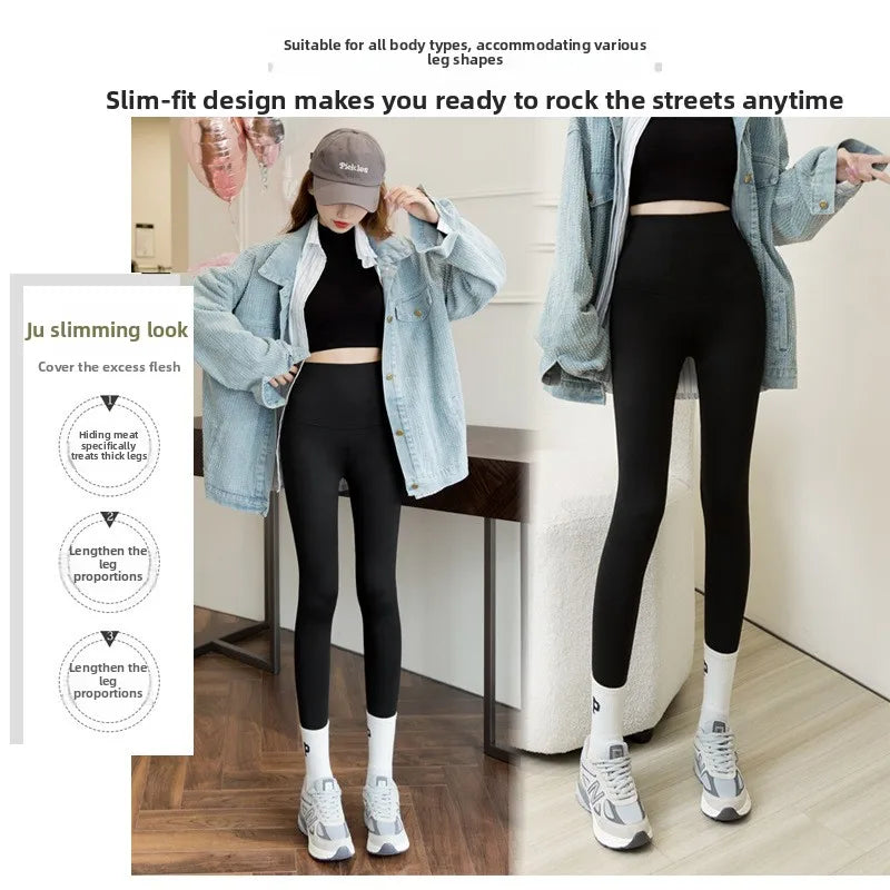 Cloud Velvet Thickened Yoga Pants Women's Autumn Winter Shark Skin Pants Tummy Control Butt Lifting Base Layer Pants plus Siz...